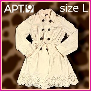 cute & classy APT 9 light weight, tie at the waist, khaki, button up COAT size 9